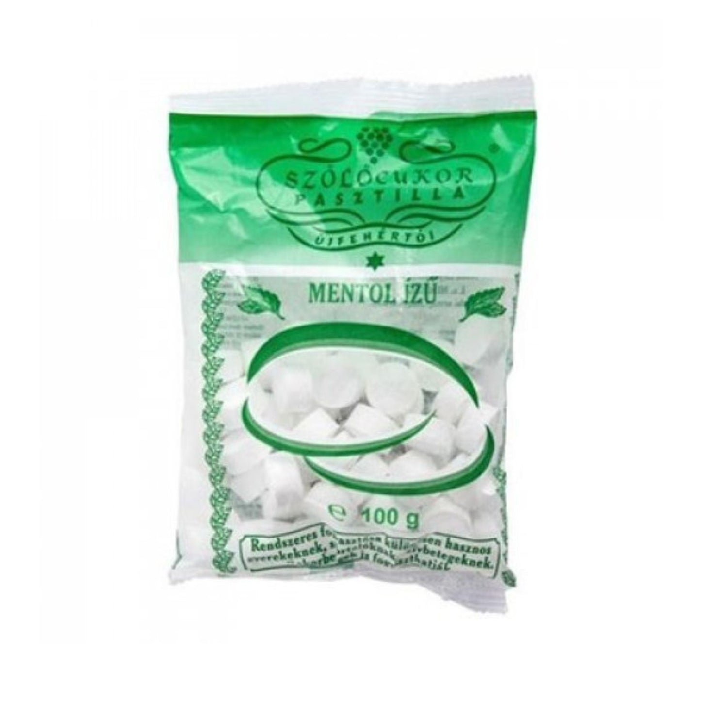 Szőlőcukor pasztilla mentol ízű 80g